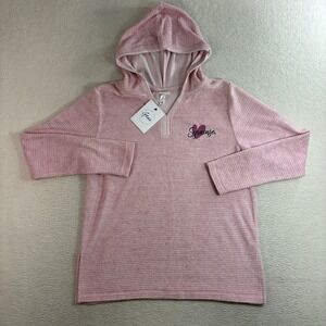 Syracuse University Hoodie Women M Pink Ribbed Terry Cloth Cozy Heart Preppy NWT
